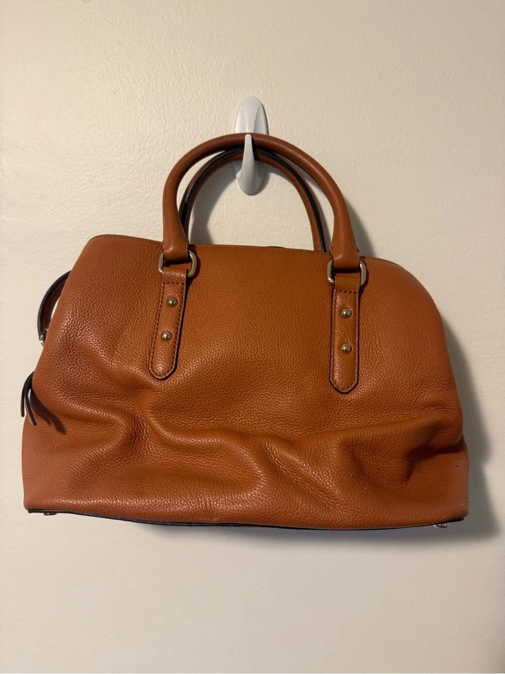 kate spade tan brown pebbled leather satchel GUC